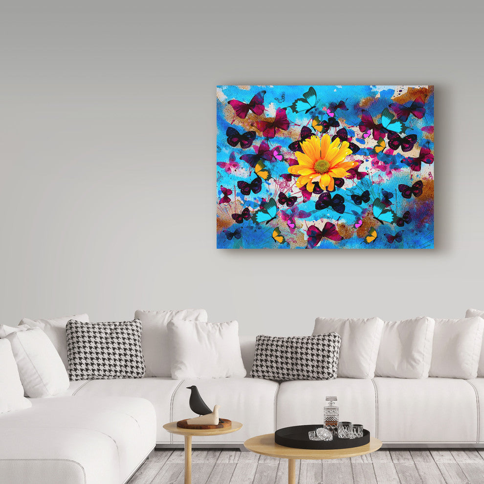 "Daisy And Butterflies" by Ata Alishahi, Canvas Art, 47"x35"