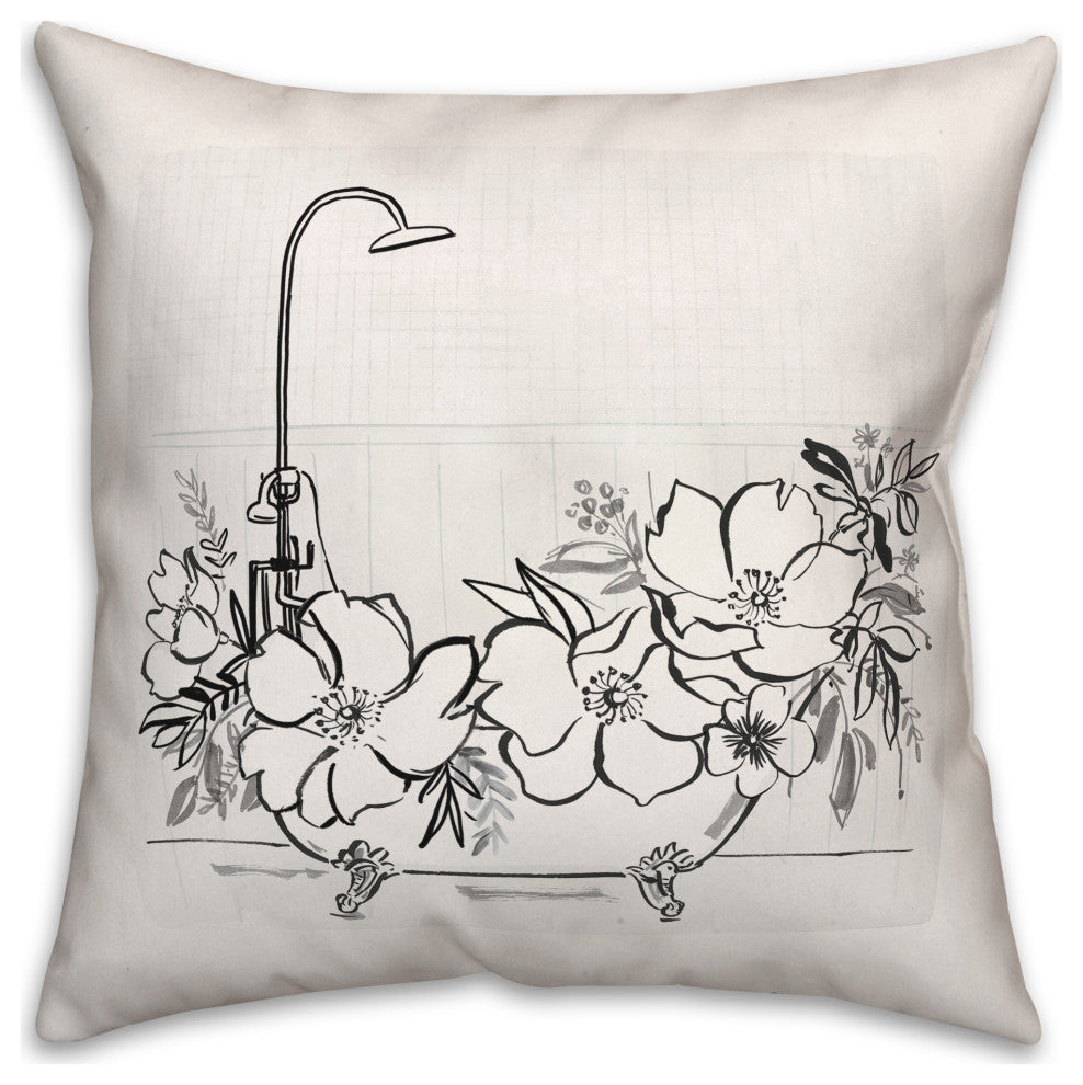 Soft Floral Bathtub 18"x18" Spun Poly Pillow