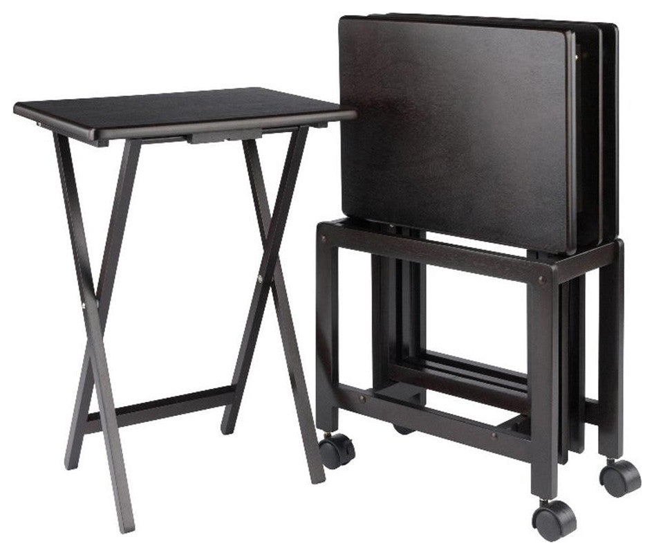 Winsome Allen 5-Piece Transitional Solid Wood Snack Table Set Coffee Finish