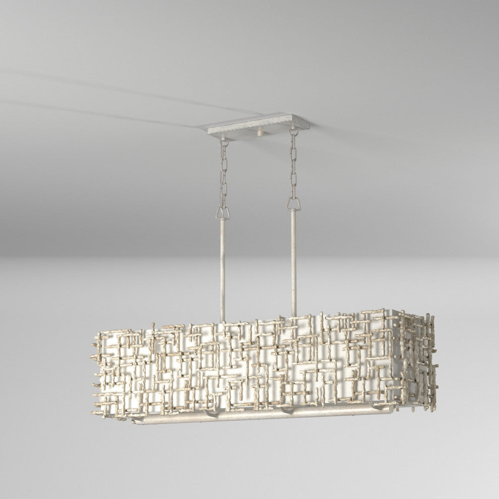 Fredrick Ramond Farrah Medium Eight Light Linear, Silver Leaf*