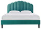 Platform Bed Frame, Queen Size, Teal Blue, Velvet, Modern, Bedroom Guest Suite