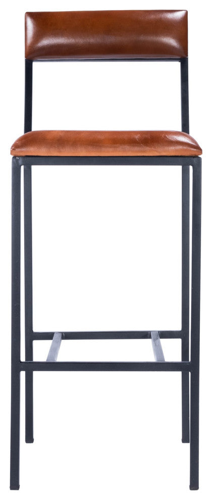 Classic Leather and Metal Bar Stool