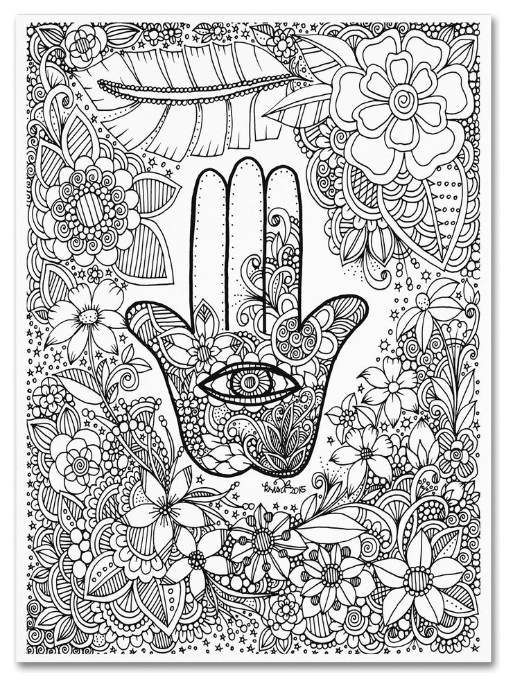 KCDoodleArt 'Hamsa Hand' Canvas Art, 35"x47"
