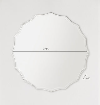27 in. Single Round Ridge Frameless Wall Mirror with Engraved Edge