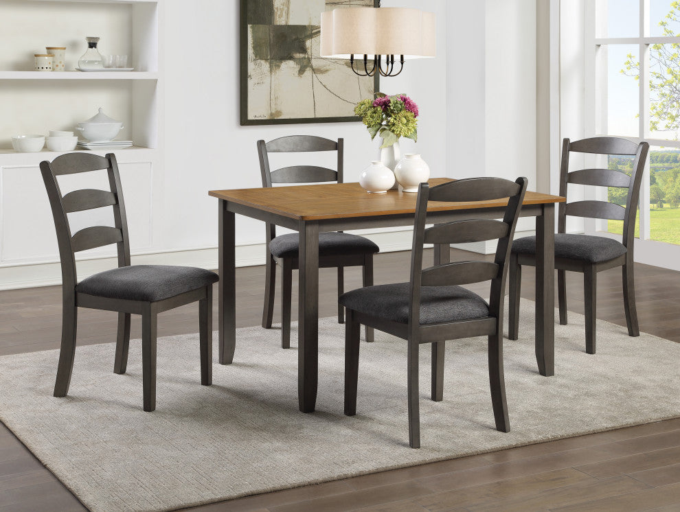 West Lake 47' 5-Piece Dining Table Set, Antique Natural Top/Gray Base