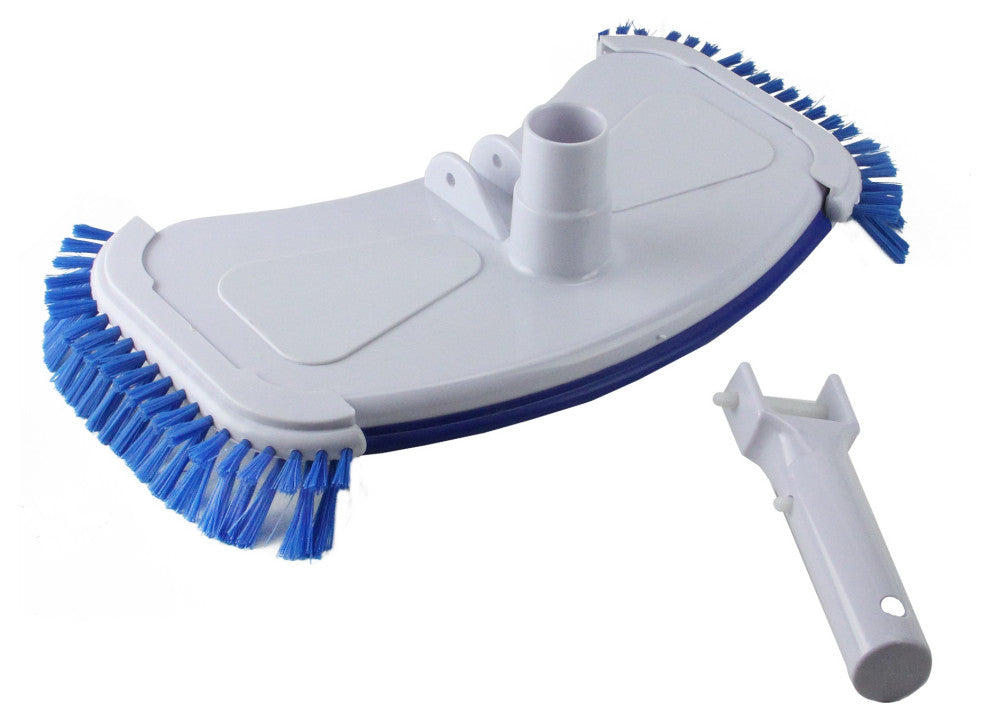 14" Blue and White Deluxe Cast Iron Weighted Vacuum Head With Side Brushes