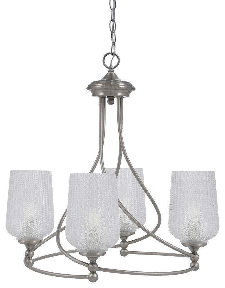 Capri 4-Light Chandelier, Brushed Nickel/Clear Textured