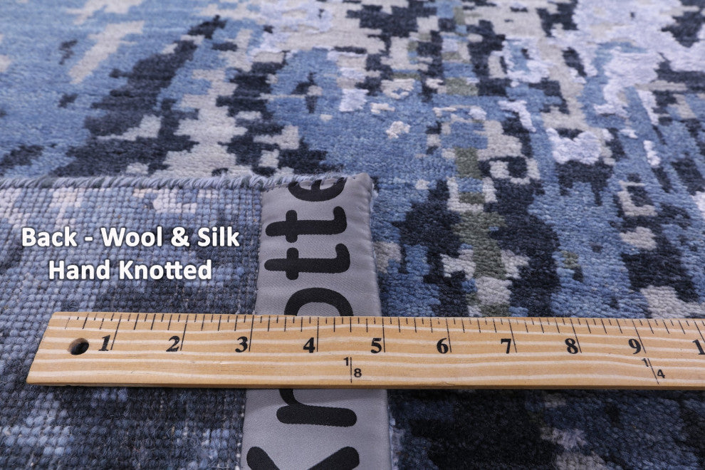 10' 0" X 14' 0" Abstract Wool & Silk Handmade Rug - Q14862