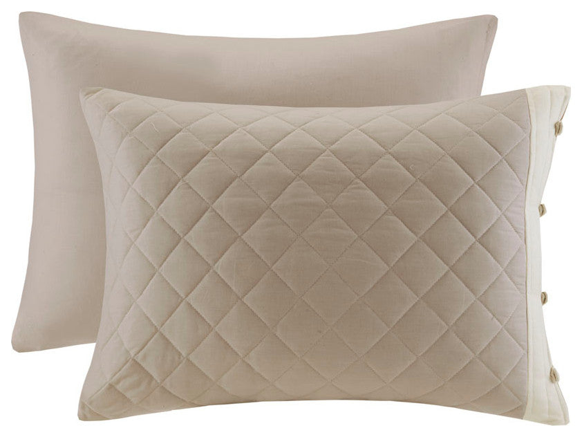 Madison Park Breanna 4 Piece Cotton Reversible Tailored Bedspread Set, Khaki