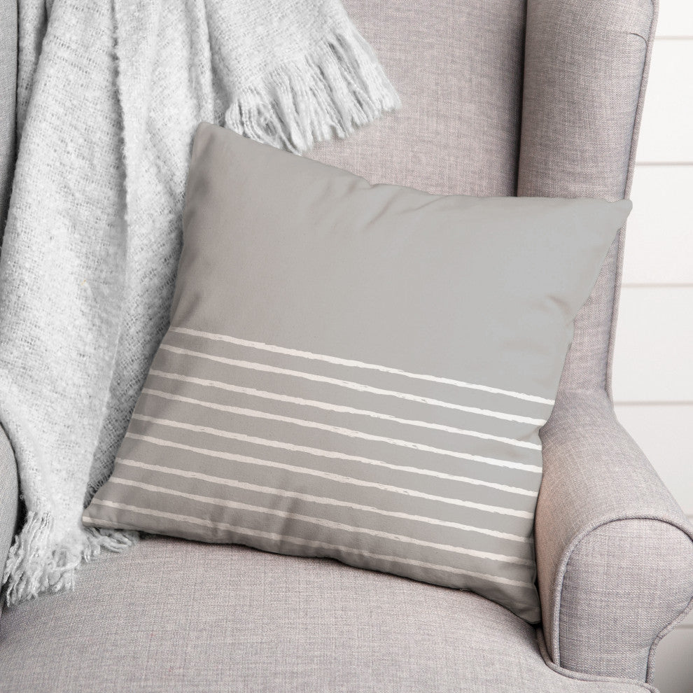Sketched Gray Stripes 18x18 Spun Poly Pillow