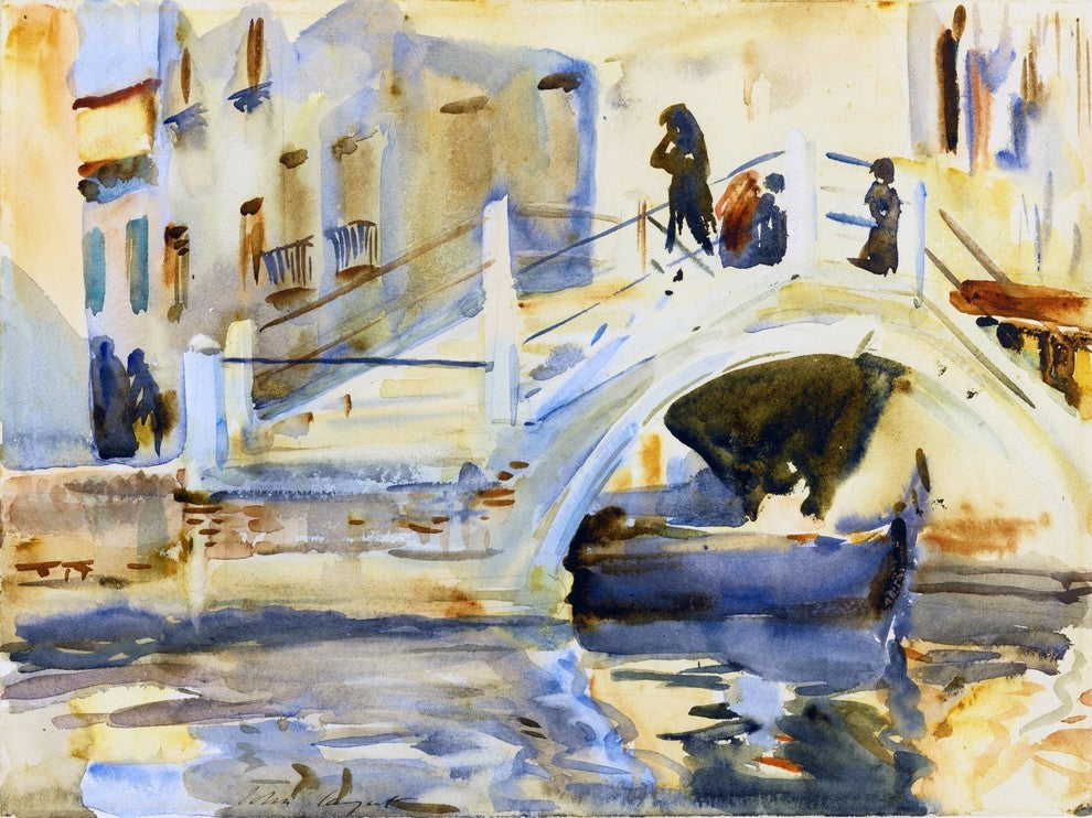 Tile Mural Venice Bridge With Figures John Singer Sargent, 6"x8", Glossy
