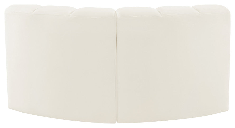 Arc Velvet Upholstered 2-Pc. Inward Curved Modular Sectional, Cream