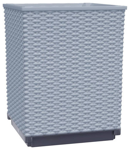 vidaXL Planters Flower Boxes with Rattan Look Plant Boxes 2 Pcs Light Gray