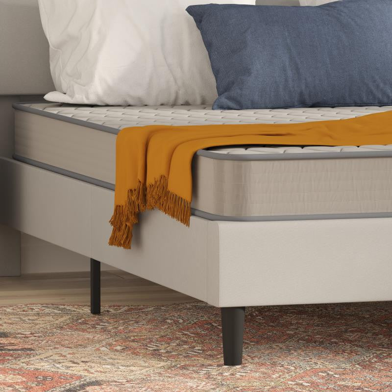 Capri Comfortable Sleep CertiPUR-US Certified Spring Mattress, Mattress in a Box, Gray, Queen