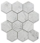 4" Honed Hexagon Carrara White Venato Carrera Marble Mosaic Floor Tile, 1 sheet