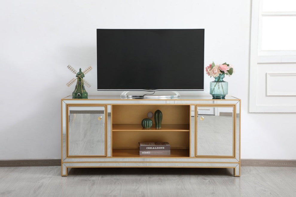 Rosie 60" Mirrored TV Stand, Gold