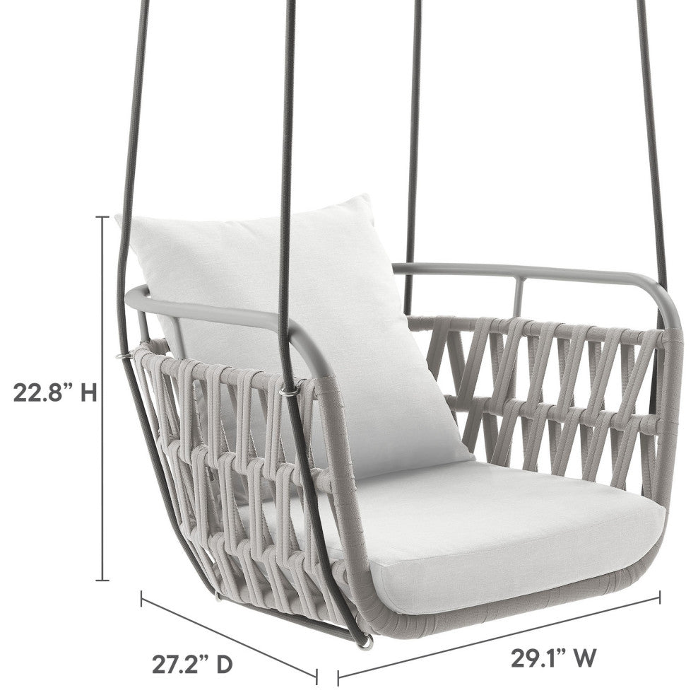 Kaliah Outdoor Patio Aluminum Swing Chair, Light Gray White