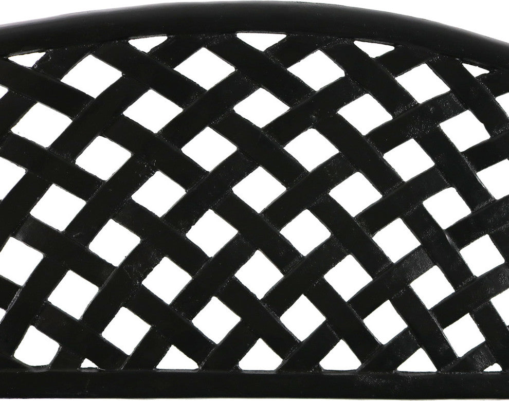 Sunnydaze 2-Person Black Checkered Cast Aluminum Outdoor Patio Garden Bench