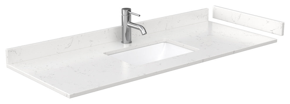 54"SGL Vanity Dark Gray, Carrara Cult. Marble Countertop, Sink, Black Trim