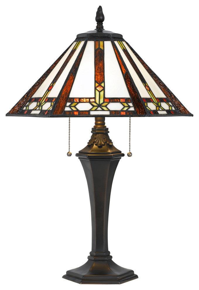 Benzara BM224869 Tiffany Table Lamp with 2 Pull Switches, Bronze