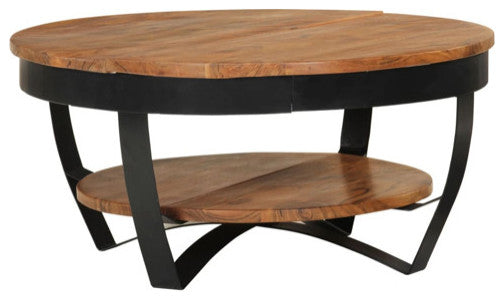 vidaXL Accent Table With Shelf, Solid Acacia Wood, 25.6"x12.6"