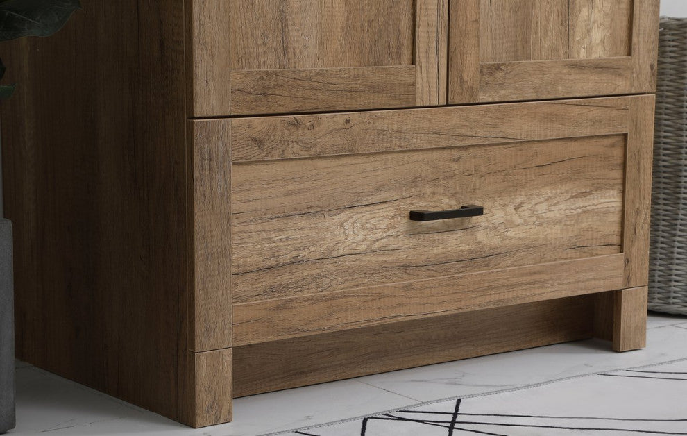 Home Living 30" Single Bathroom Vanity, Natural Oak With Backsplash