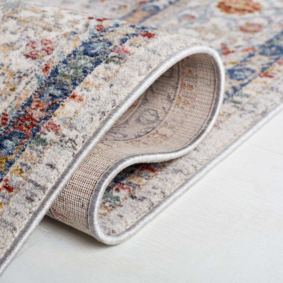 Safavieh Lauren Ralph Lauren Collection LRL1400 Rug, Light Grey/Blue Rust, 5'x8'