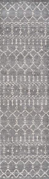 Moroccan HYPE Boho Vintage Diamond Runner Rug, Gray/Ivory, 2 X 8