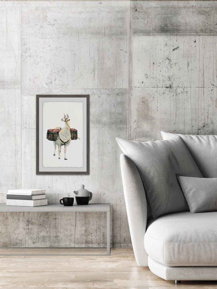 "Working Llama" Framed Painting Print, 20"x30"
