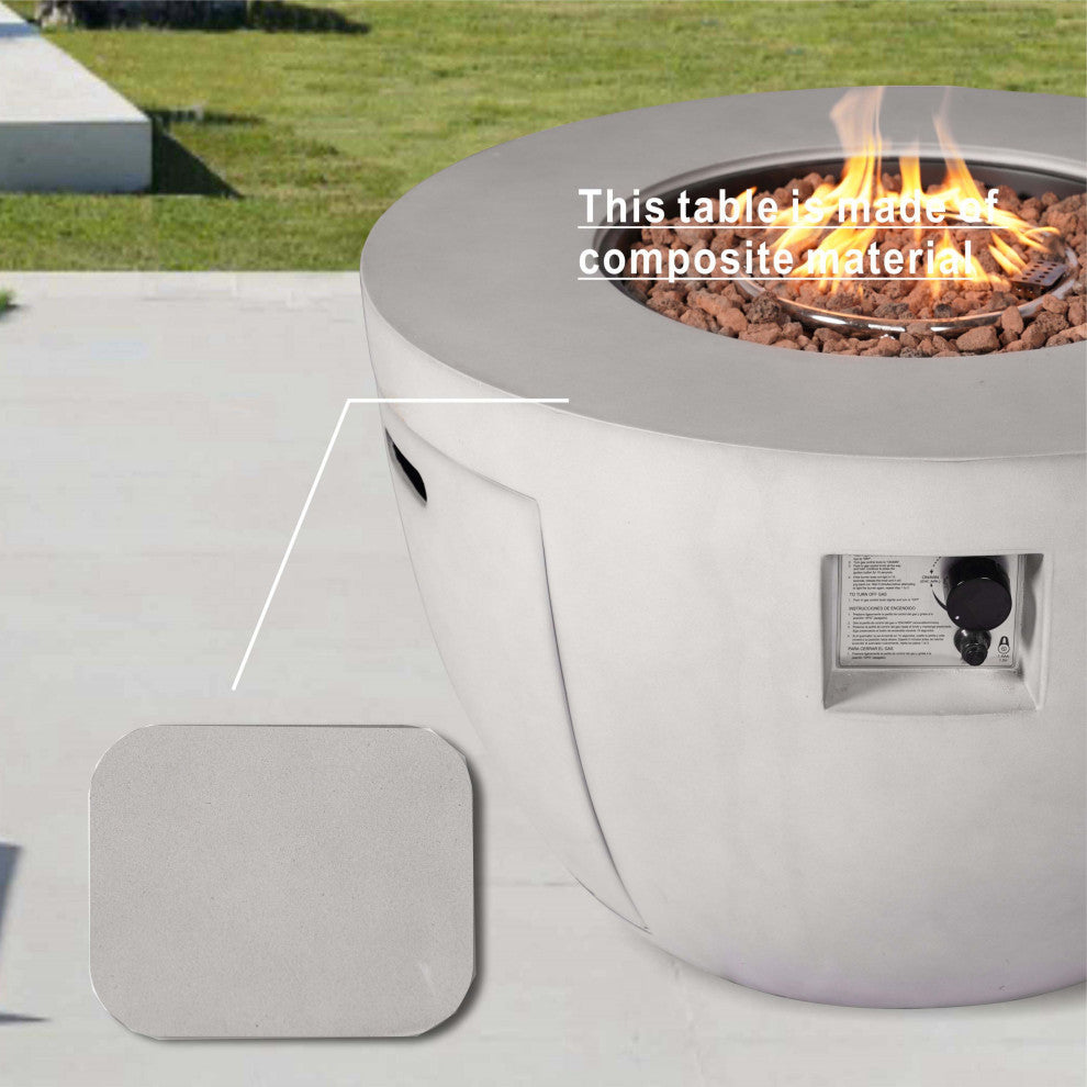 Patio Wood Coating Propane Fire Pit Table with Cushioned Chairs, Bowl