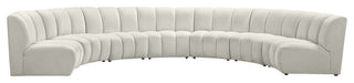 Infinity Channel Tufted Velvet Modular Chair, Cream, 7 Piece