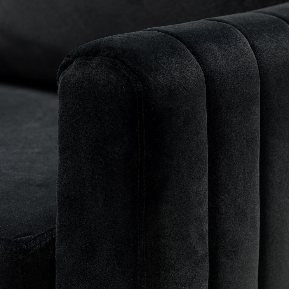 Velvet Comfor Club Chair With Arms&Metal Legs, Black