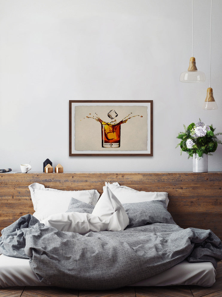 "Whiskey Splash" Framed Painting Print, 18x12