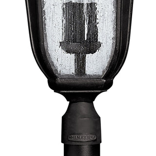 Trafalgar Outdoor Post/Pier Mount, Museum Black With Clear Seedy Glass