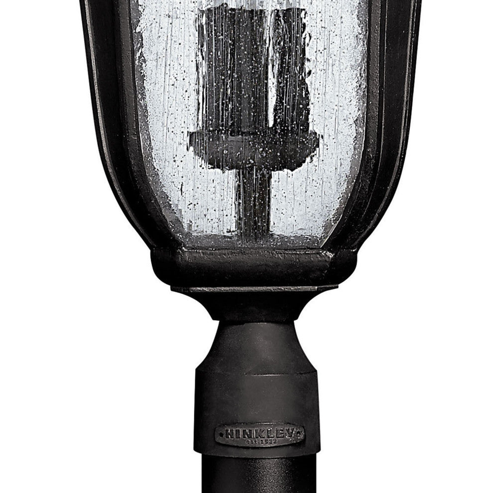 Trafalgar Outdoor Post/Pier Mount, Museum Black With Clear Seedy Glass