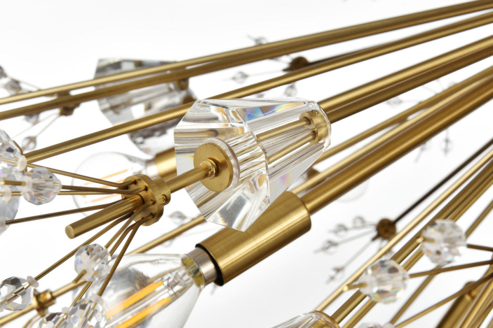 Victor 36" Crystal Starburst Oval Pendant, Gold