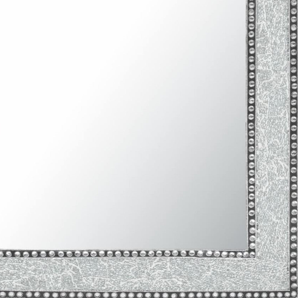 Crackled Glass Decorative Wall Mirror, 30"x24", Silver