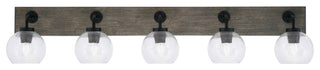 Oxbridge Bath Bar, Matte Black & Painted Distressed Metal,  5.75" Clear Bubble