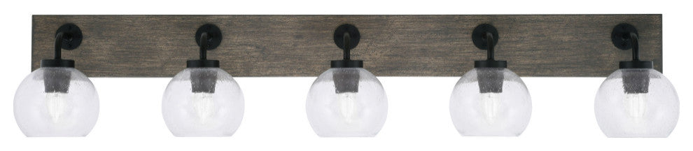 Oxbridge Bath Bar, Matte Black & Painted Distressed Metal,  5.75" Clear Bubble