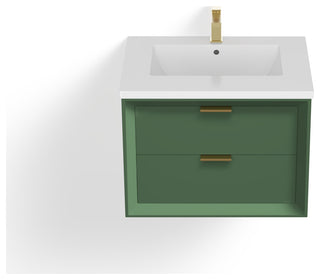 The Sala Bathroom Vanity, Green, 24", Single Sink, Wall Mount