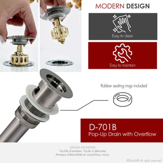 STYLISH Brushed Nickel Pop-Up Bathroom Sink with Overflow