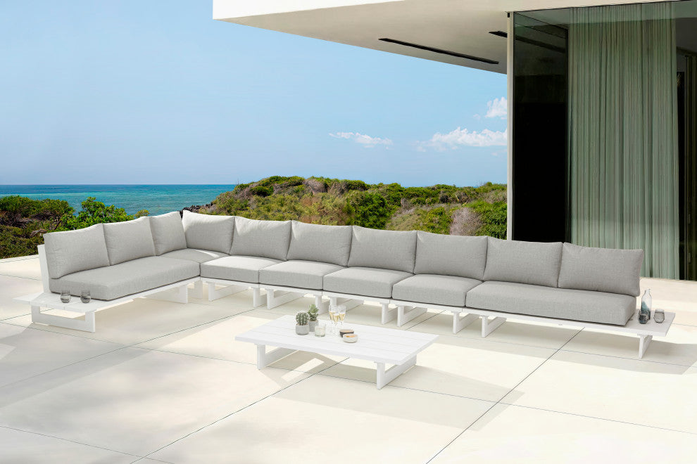Maldives Grey Water Resistant Fabric Outdoor Patio Modular Sectional