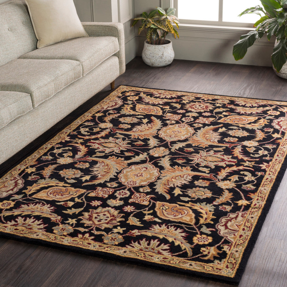 Surya Middleton AWMD-2078 Traditional Area Rug, Black, 8' Round