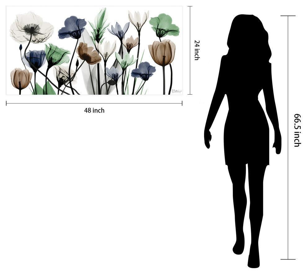 "Floral Landscape"Frameless Free Floating Panel Graphic Wall Art, 24"x48"