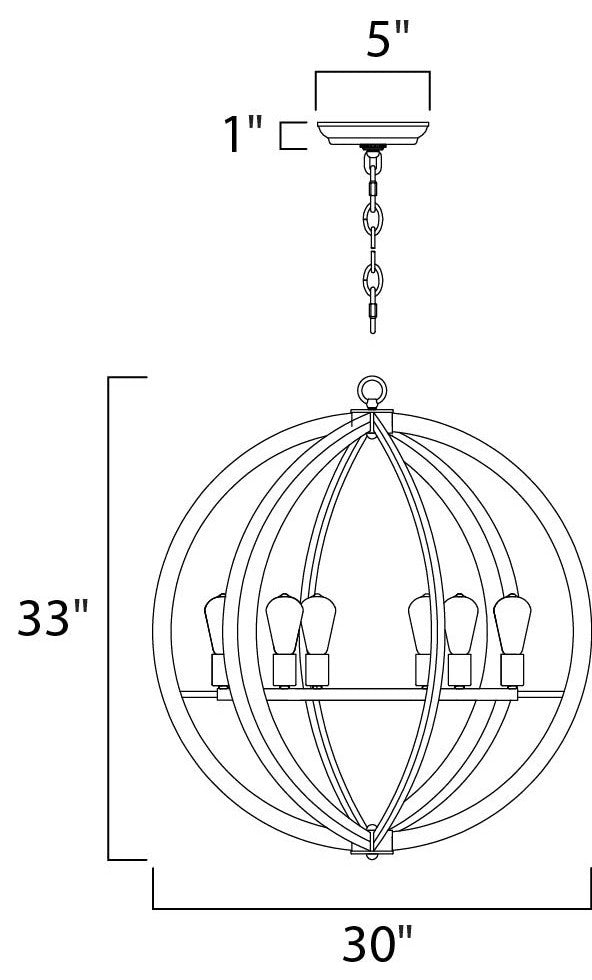 Bodega Bay 6-Light Chandelier, Anthracite