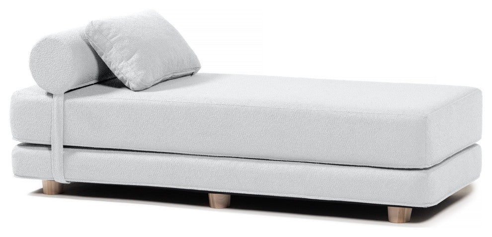 Jaxx Avida Daybed, Fold Out Queen Sleeper / Lounger Premium Boucle, Boucle White