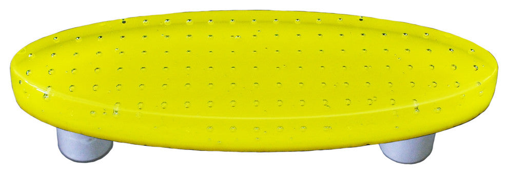 Art Glass Bubbles Pull Oval, Alum Post, Bubbles Sunflower Yellow