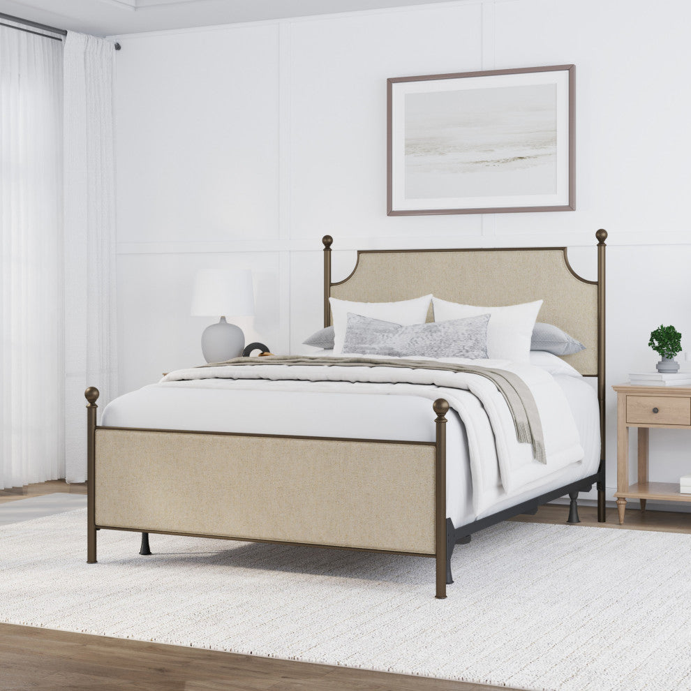 McArthur Metal and Upholstered Bed, Bronze, Queen