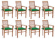 Vidaxl Dining Chairs, Set of 8, With Green Cushions Solid Teak Wood