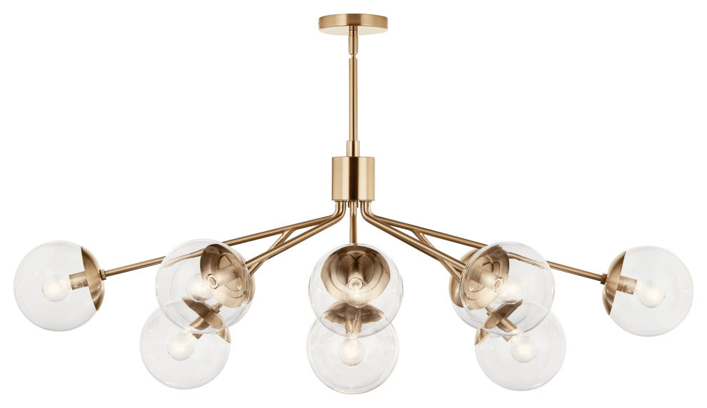 Silvarious Linear Convertible Chandelier, Champagne Bronze Clear, 12 Light